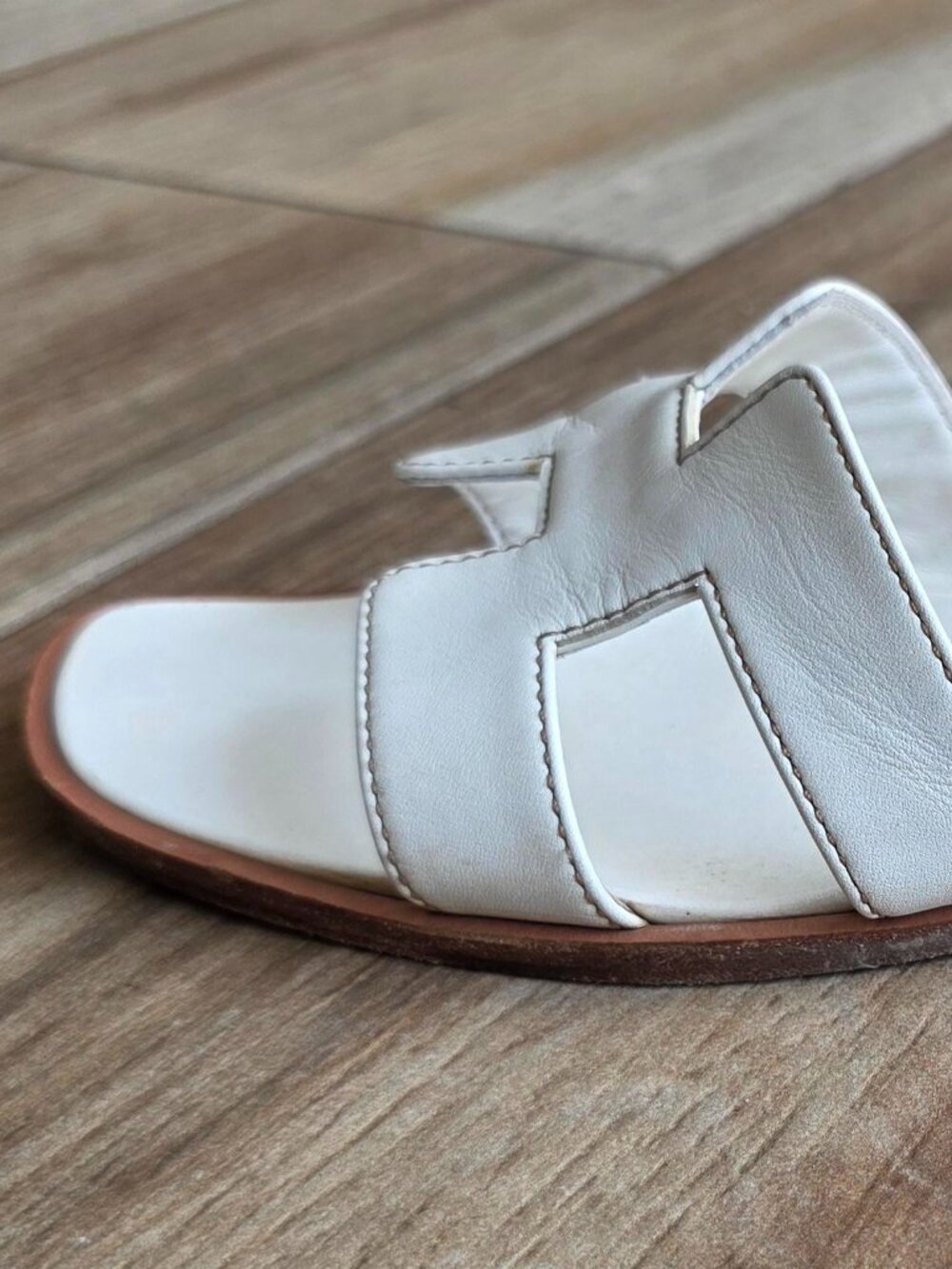 Hermes Oran White Leather Sandals Eur. 36.5 - Picture 7 of 16